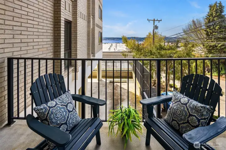 Elevated covered deck with Westerly views of Elliott Bay!