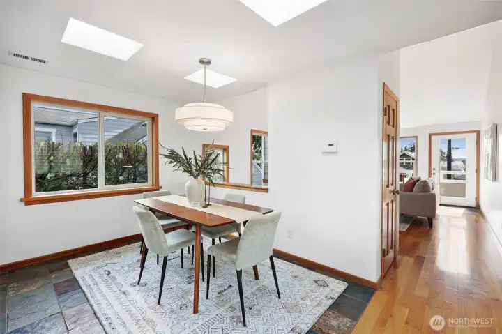 Multiple skylights (that open!) will make even winter brunch bright, and create a fantastic cross-breeze on summer evenings.