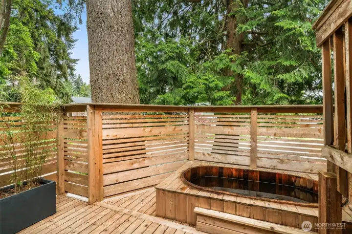 Private deck with hot tub off primary bedroom