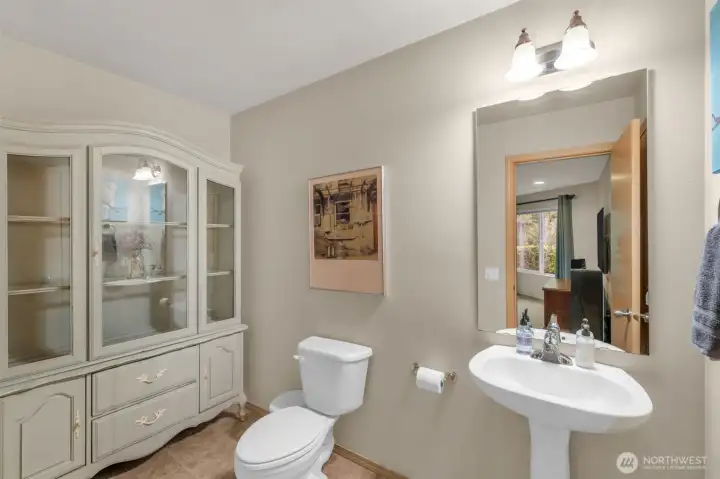 Main level 1/2 bath, with room to add a shower if needed.