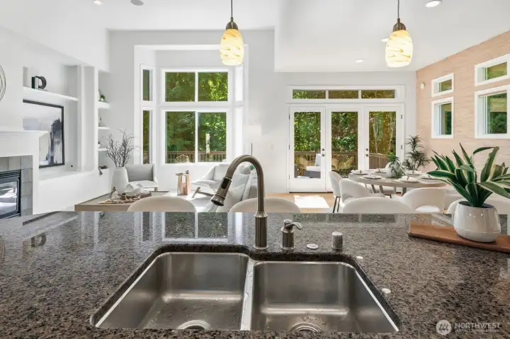 Granite counters and new in sink food waste disposal unit Granite counters and new in sink food waste disposal unit