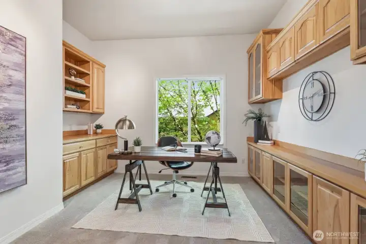 Large office space with built in cabinets Large office space with built in cabinets