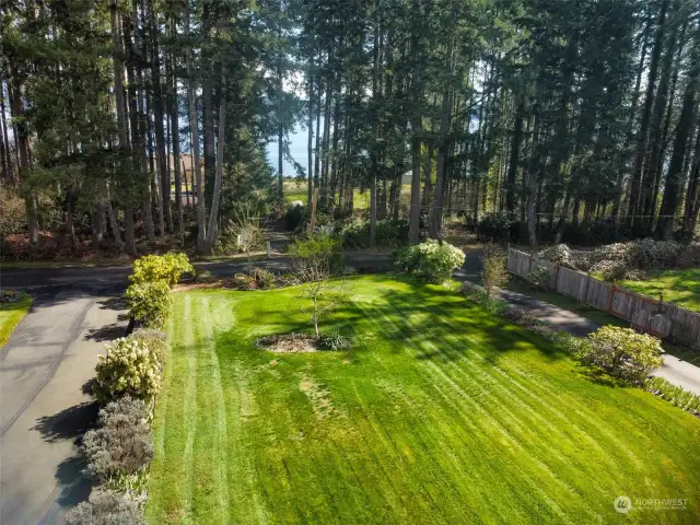 Lush lawn & front garden area.