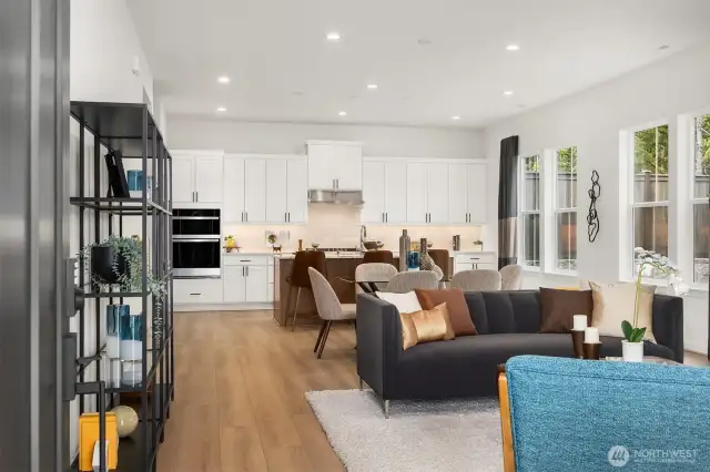 Open Concept Living, dining and kitchen