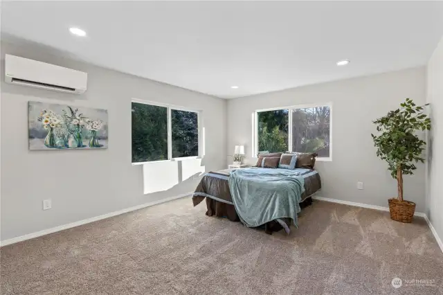 A/Main Floor: Primary Bedroom w/2nd Mini-Split Unit, Two New Windows, Recessed Lighting and New Carpets