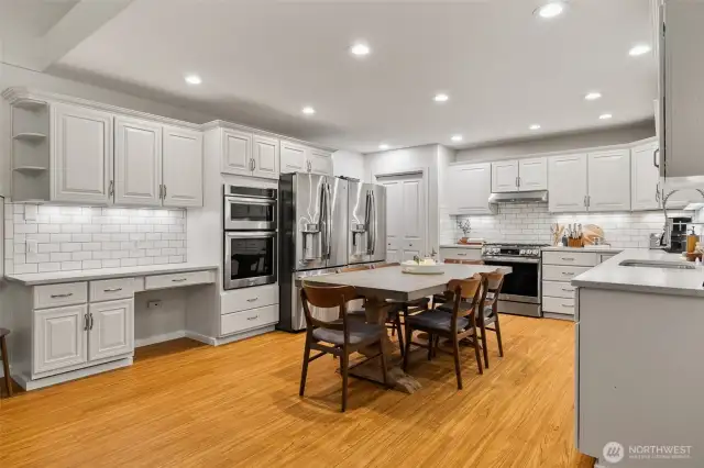 Modern Kitchen open to the Great Room. Two refirdgerators.