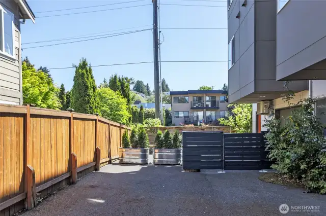 Off the alley access to unit and patio.