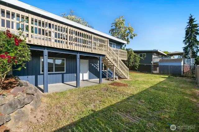 Concrete patio under the deck