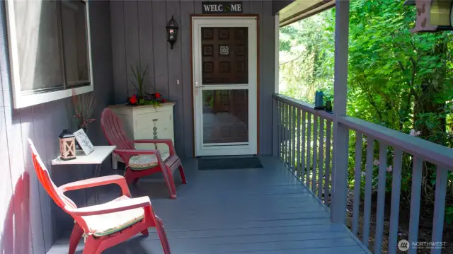 Very enjoyable peaceful front covered porch main entry.