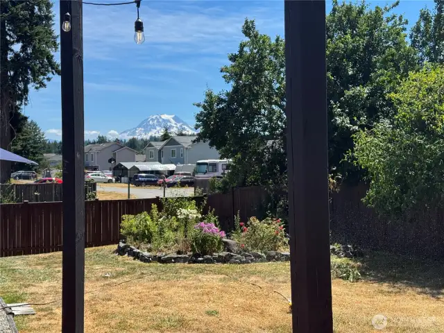 View of Mt Rainer from the back deck.