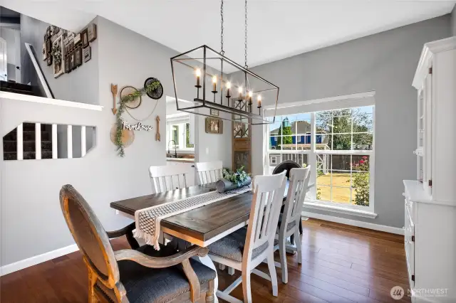 So much natural lighting in your dining space.