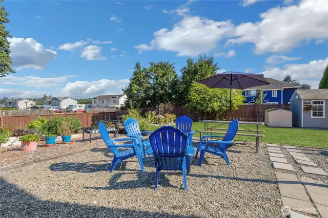 Enjoy the fire pit and garden while you take on the full Mt Rainer view. Grass is enhanced.