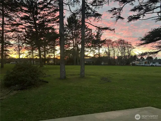 Sunset view looking west from the deck