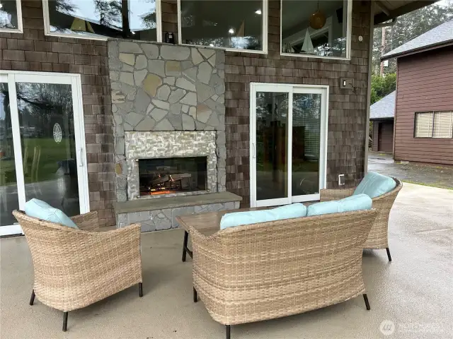 Deck facing golf course-with Fireplace