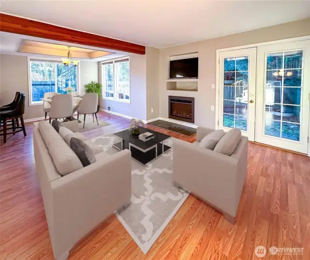 Living Room and dinning area virtually staged