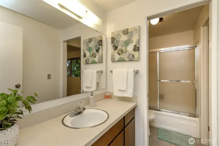 Main Bath upstairs - shared with Primary suite. (2 access doors)