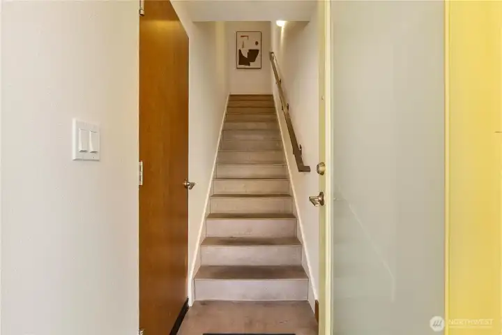 View of entry leading up to main floor.