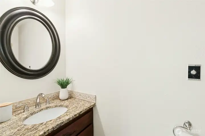 Powder room off the lower level family room