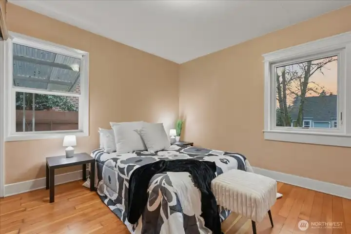 Bedroom on main, hardwood floors