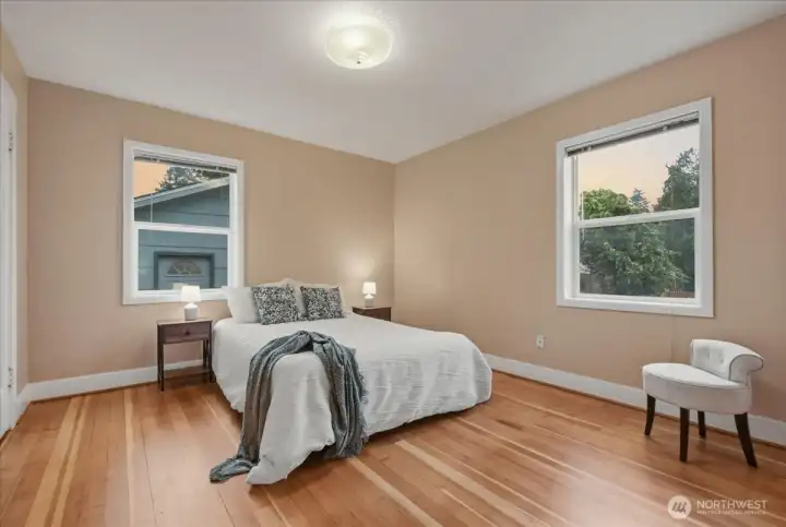 Bedroom on main, hardwood floors