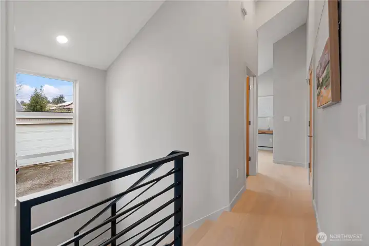 Vaulted ceilings on second floor enhance the natural light.