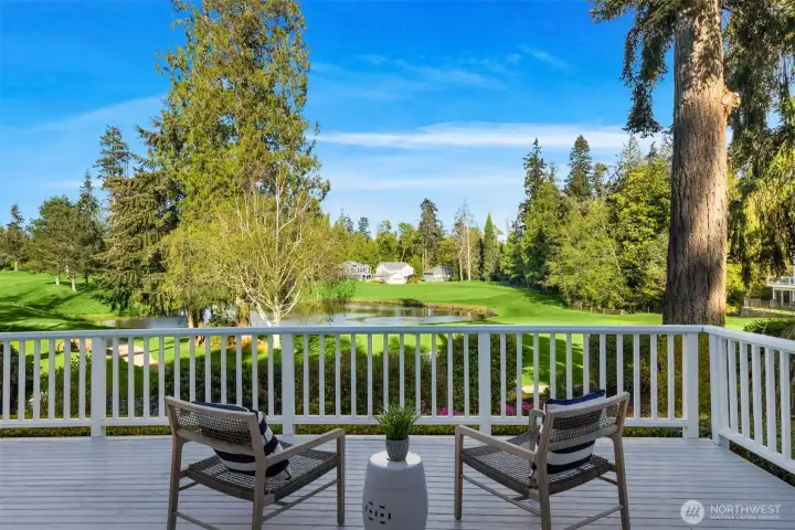 There is plenty of room on the back deck for a sitting area and a large table for a summer dinner party.