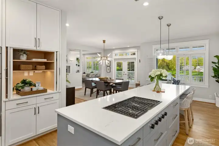 A handy concealed bar space for a coffee or cocktail bar.