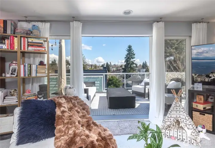 Top Floor Living Area to Private Deck