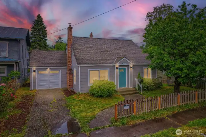 Twilight view of the home