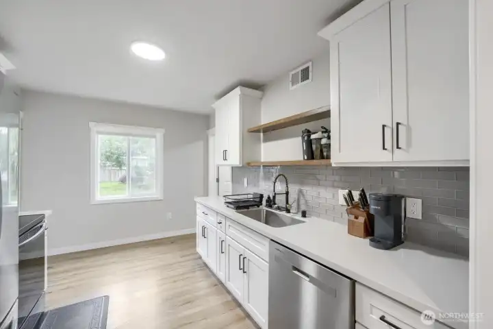 Updated kitchen with quartz countertos