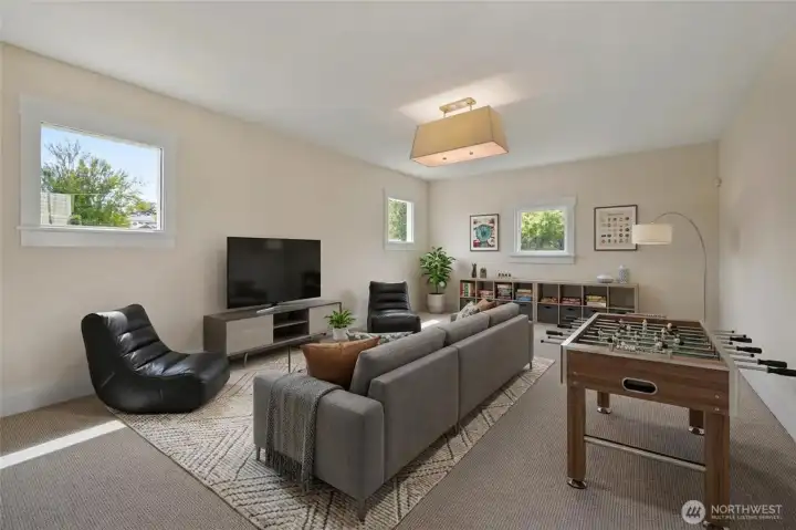Virtual staging in oversized great room