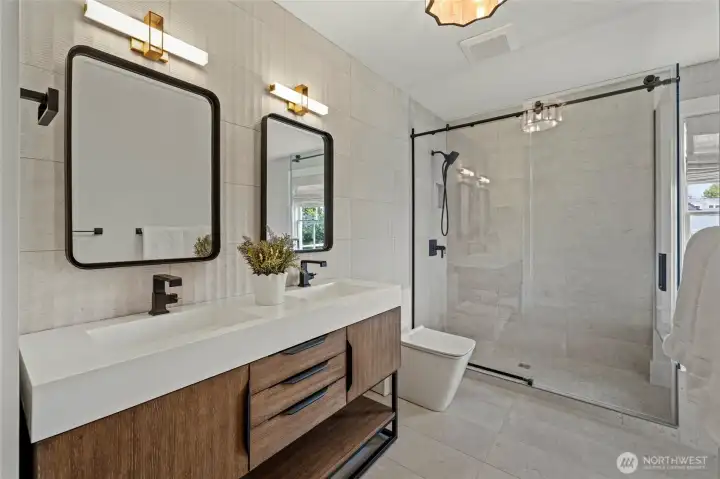 Walk in tile shower