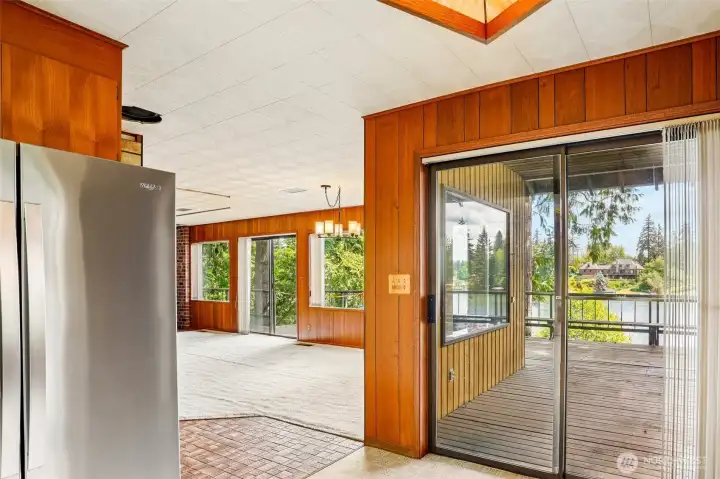 Main kitchen with slider to back deck.
