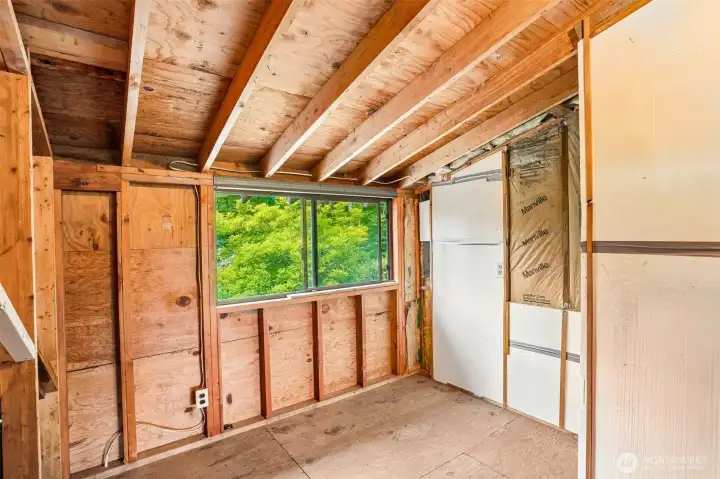 Unfinished room on upper level.