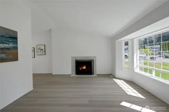 Cozy wood fireplace