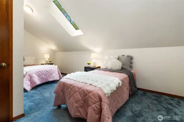 Bedroom #2 on Upper Level - Skylight