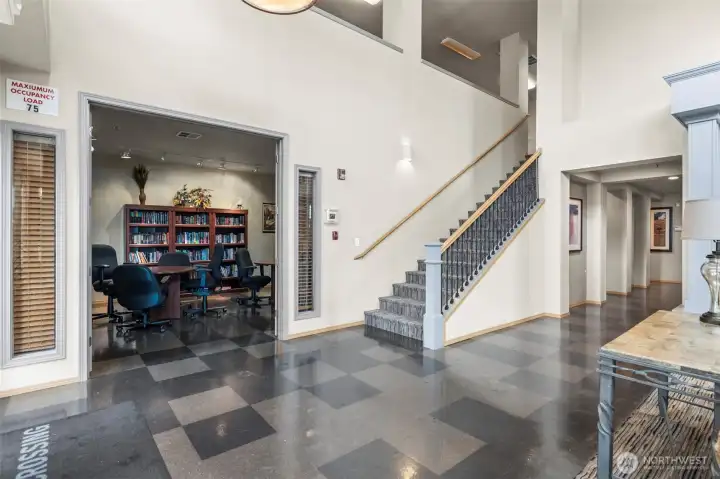 Library area with game and card tables