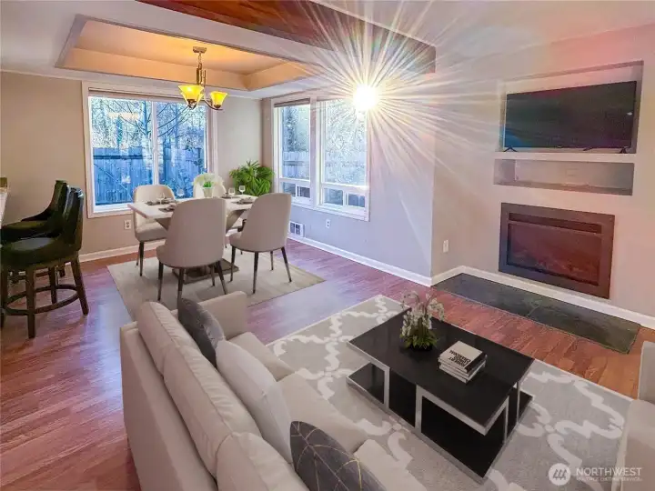 Living Room and Dinning area Virtually Staged