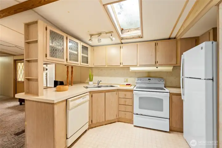 Kitchen has Skylight