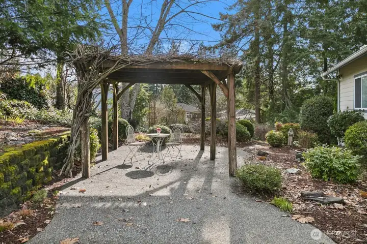 This low maintenance area with pergola is situated nicely to enjoy morning sun.