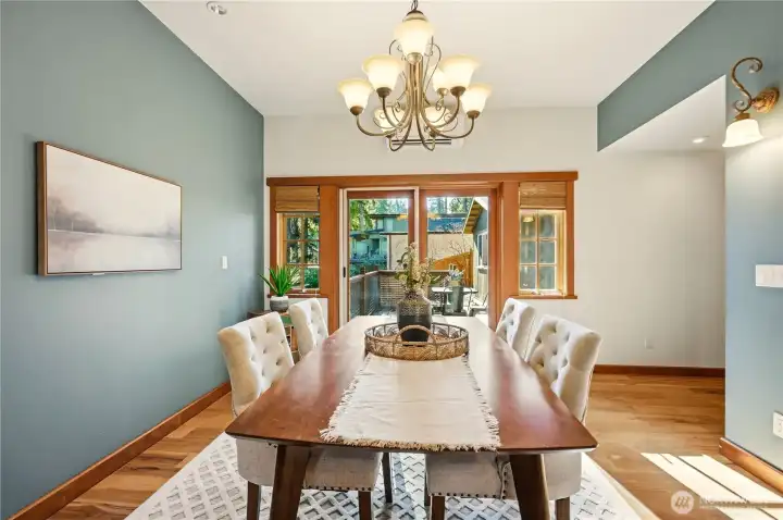 Dining room opens to deck for entertaining