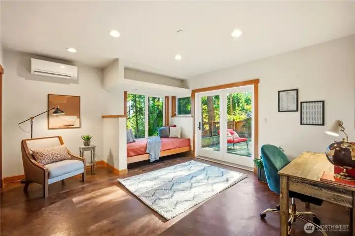 Lower level finished room with outside entrance