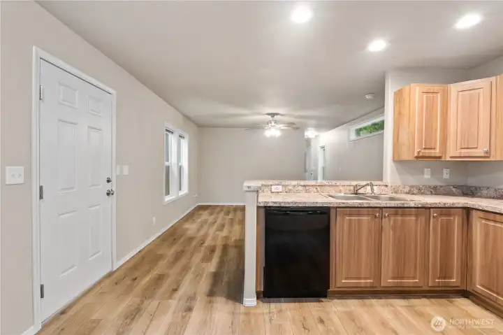 Kitchen featuring generous counter space and abundant natural light.
