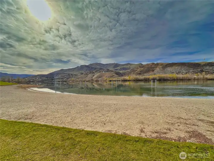 Designated swimming area with sandy beach at Beebe Bridge Park