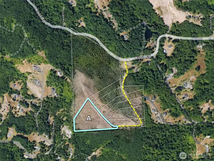 Overhead view with approximate boundary in blue.