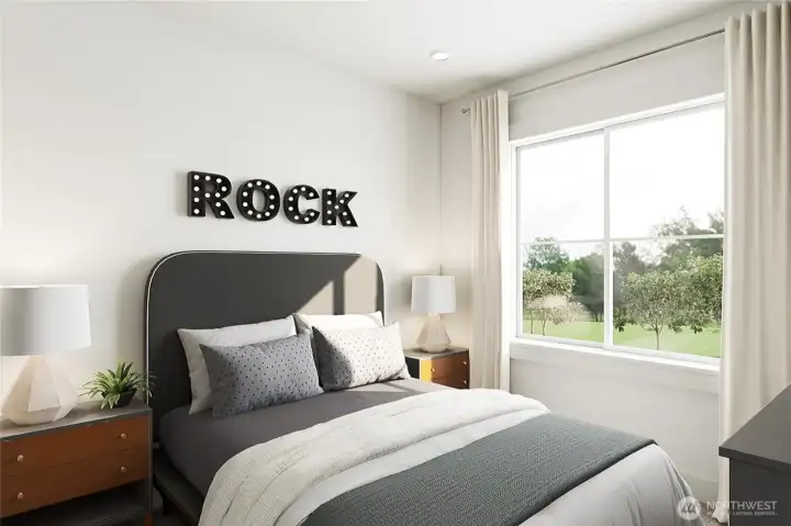 Secondary bedroom: For marketing purposes only. Colors and features may vary.