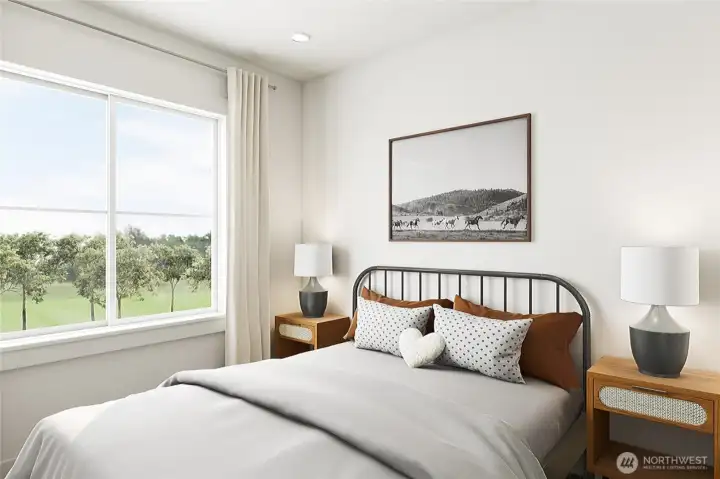 secondary bedroom: For marketing purposes only. Colors and features may vary.