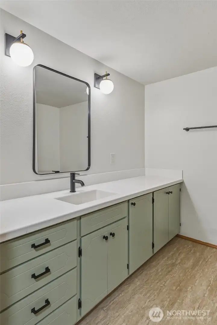 Downstairs Bath. tons of counter space and storage