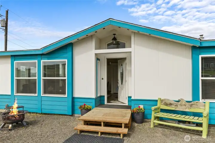 Front door enters living room.