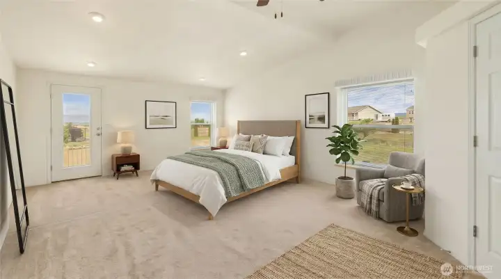 Primary bedroom is virtualy staged.